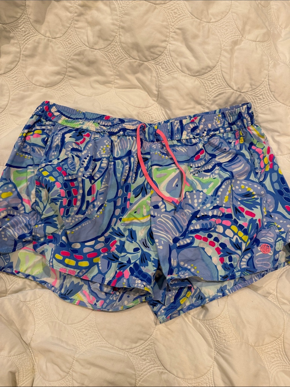 Lilly Pulitzer Run Around Shorts Bay Blue Into the Deep Size Large